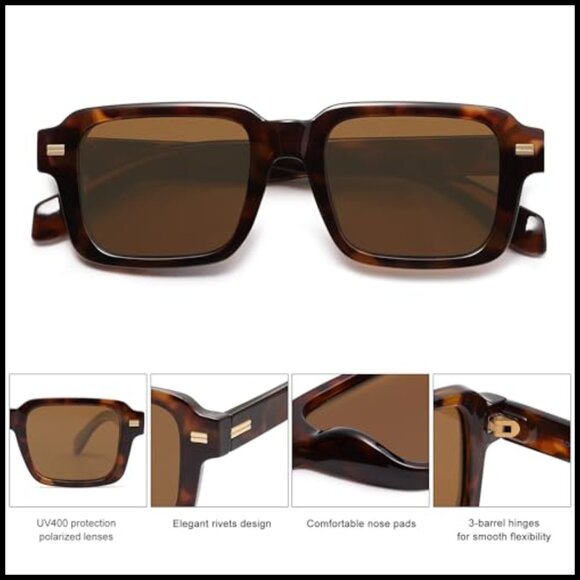 Polarized Square Sunglasses with UV400 TAC Lenses, Retro Frame main image 7